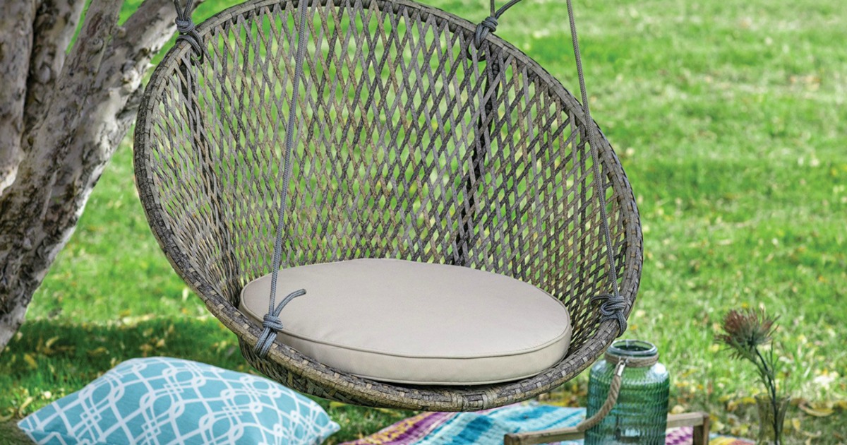 Resin Wicker Hanging Swing Chair w/ Seat Pad Just $106.99 Shipped