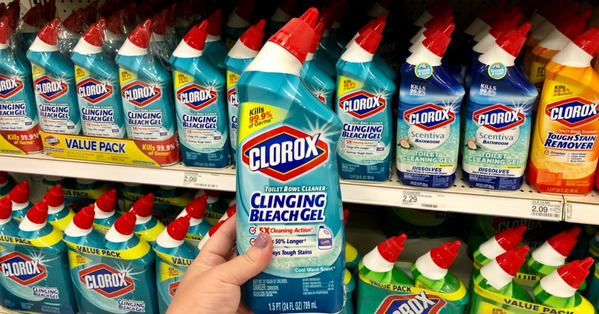 clorox bowl cleaner in womans hand at store