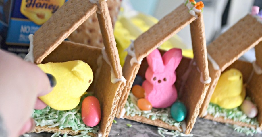 Easter Peeps Houses on a Tray