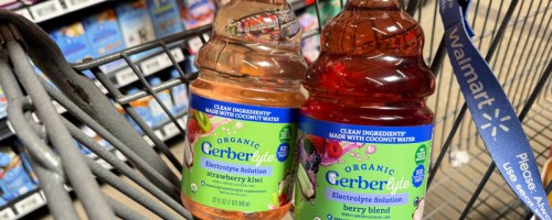 Gerberlyte bottles in a shopping cart
