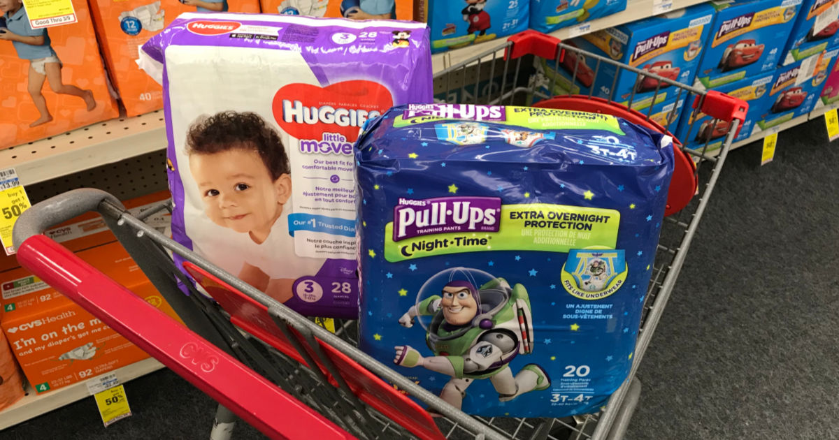 Huggies diapers and pull-ups in cart 