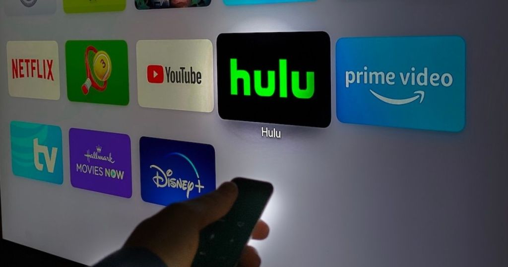 choosing Hulu from TV screen options