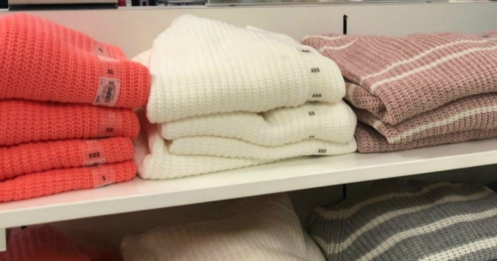 Stack of women's sweaters