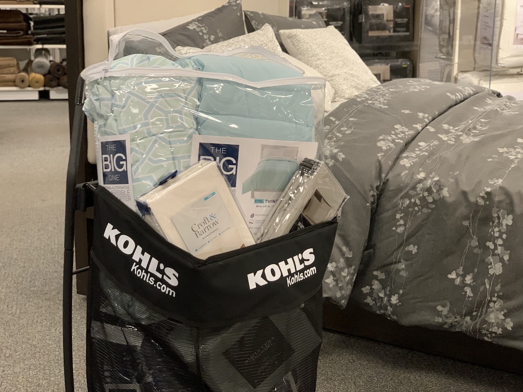 Kohl's shopping cart with bedding