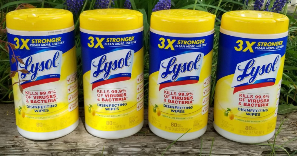 4 lysol disinfecting wipes canisters