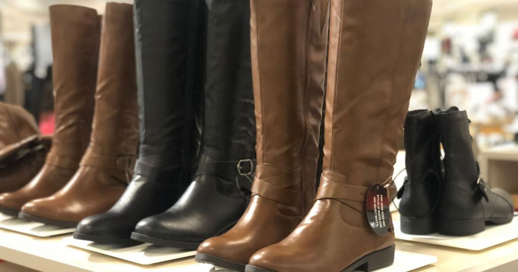 In-store display of women's riding boots