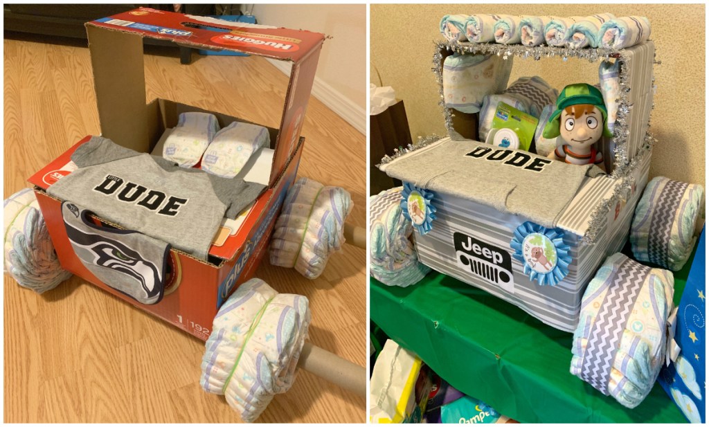 Making a Diaper Truck for Baby Shower