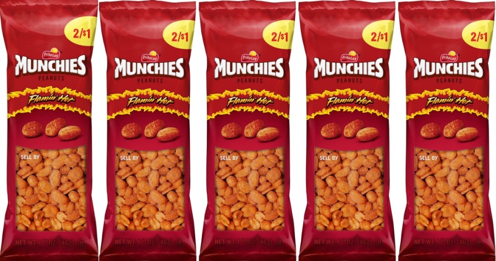 five bags of munchies peanuts 