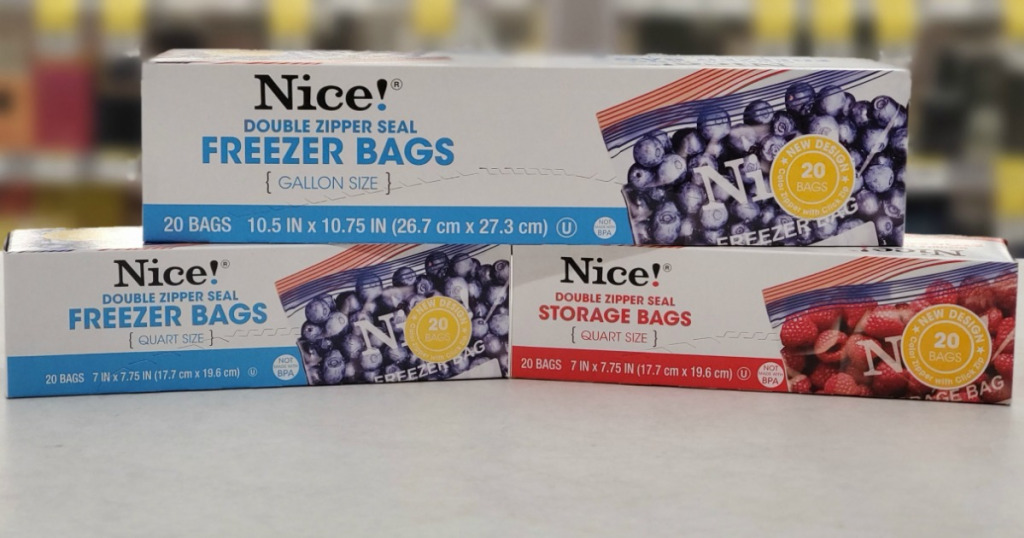 three boxes of Nice bags