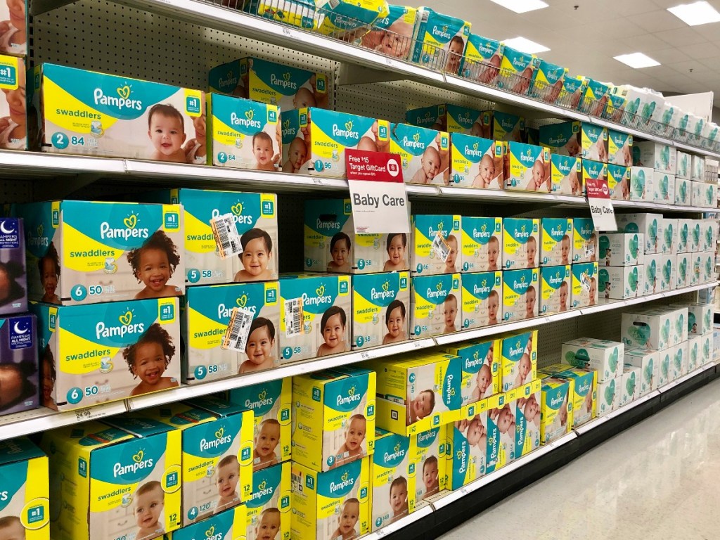 aisle of diapers at Target