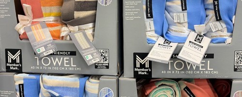 in store display of Sam's Club beach towels