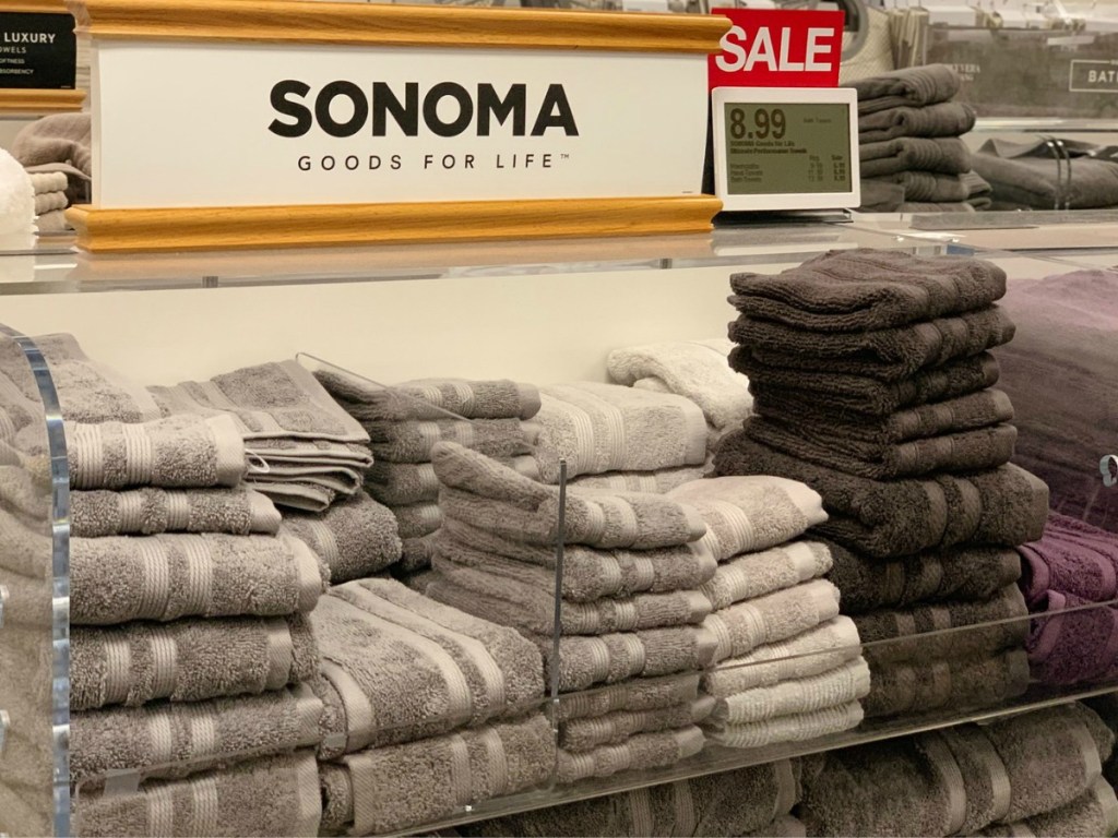 stack of towels on shelf at Kohl's
