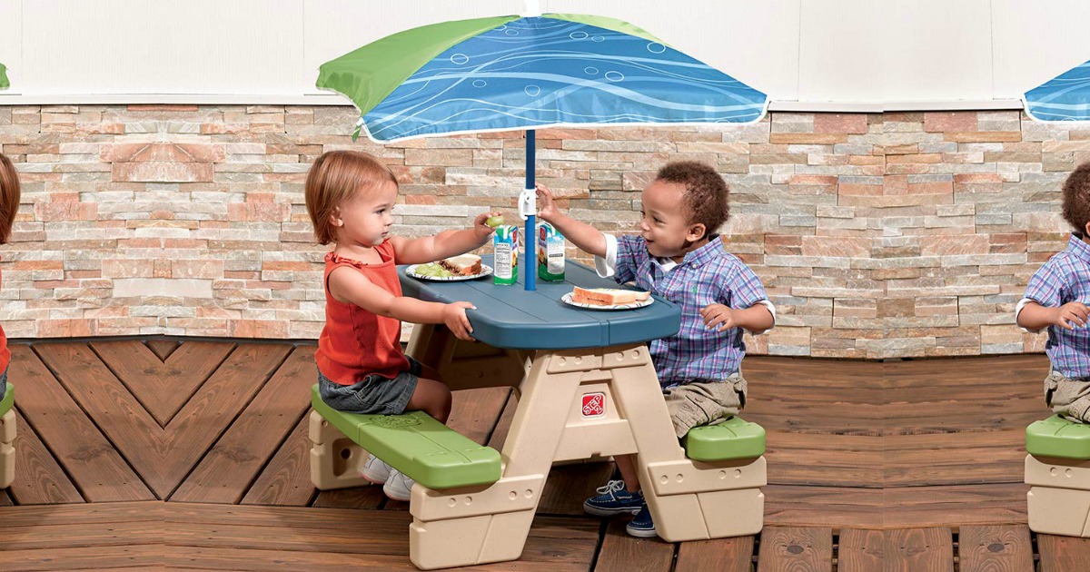 Amazon Step2 Sit And Play Kids Picnic Table W Umbrella Just 34   Step2 Sit And Play Kids Picnic Table W  Umbrella 