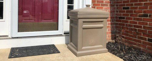 Step2 delivery box outside a brick home