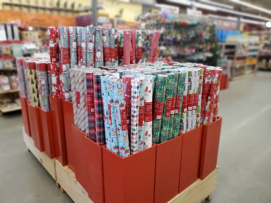 Store display of World Market Gift Wrap