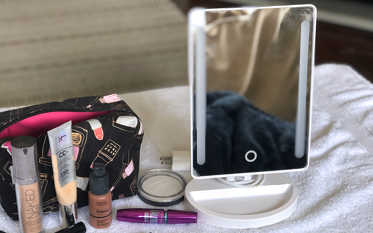 emily's makeup bag — led light up makeup mirror