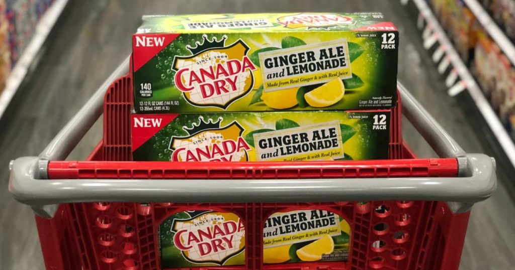 Canada Dry Giner Ale and Lemonade in a Target cart
