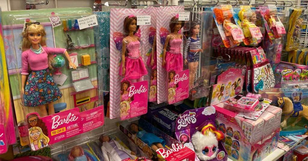 barbie dolls on display in store