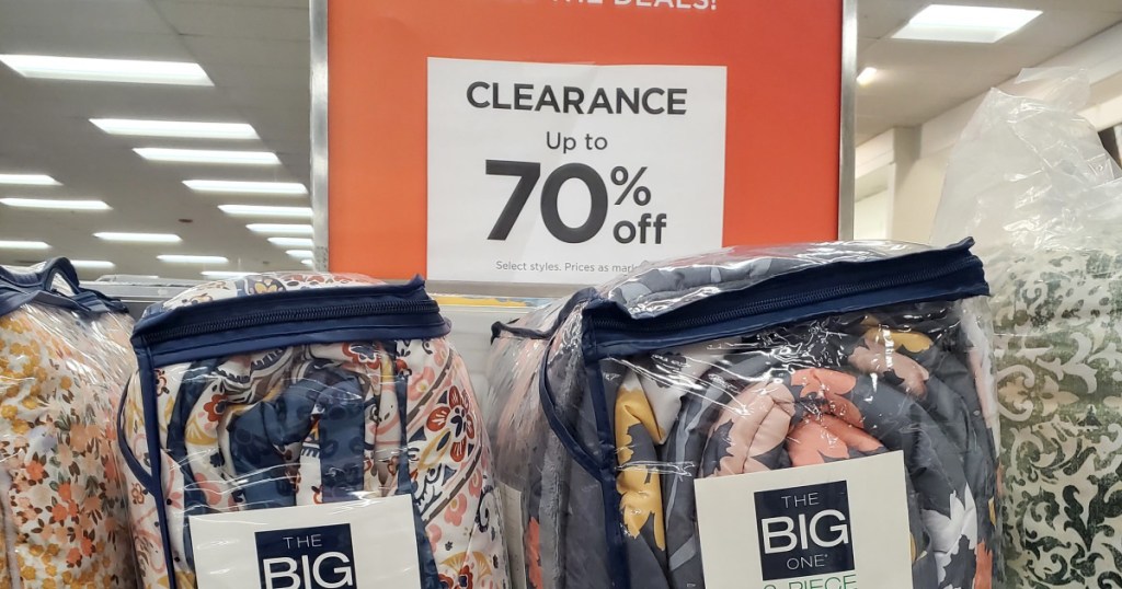 Kohl's clearance sign by comforters