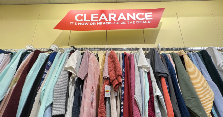 kohl's clearance items in store with sign