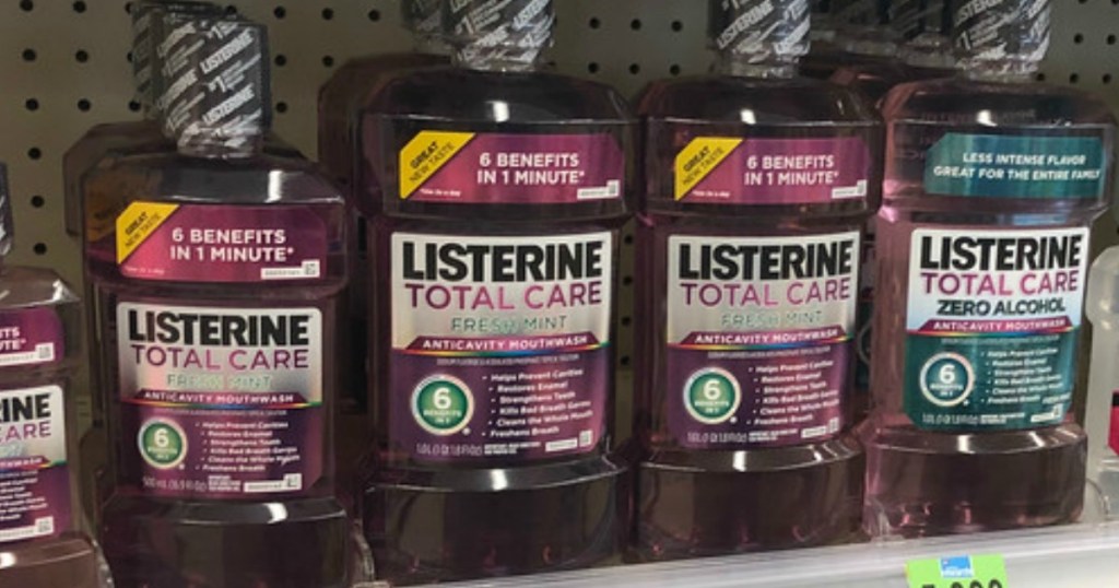 LIsterine bottles on a shelf