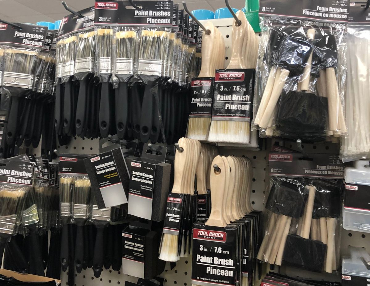 paint brushes in various sizes at Dollar Tree