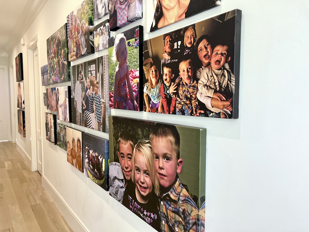 photo canvases on wall 