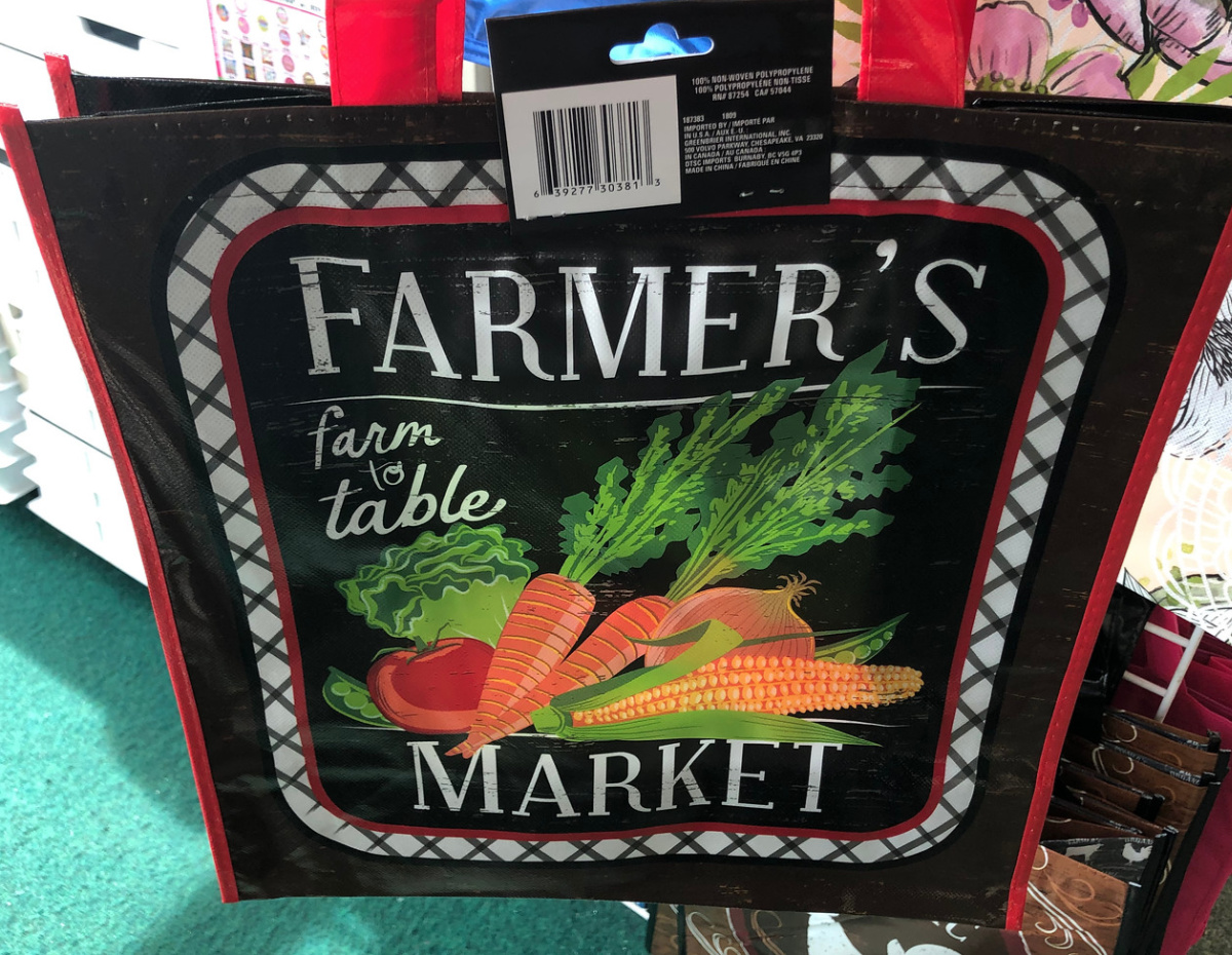 Farmer's Market shopping bag at Dollar Tree