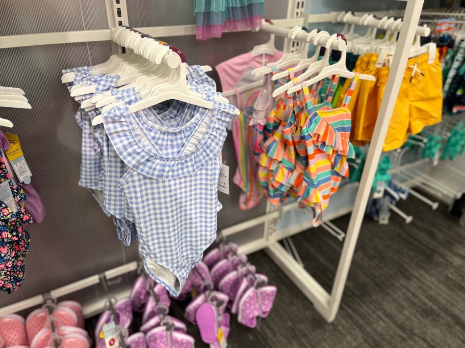 Display of kids swimwear at Target