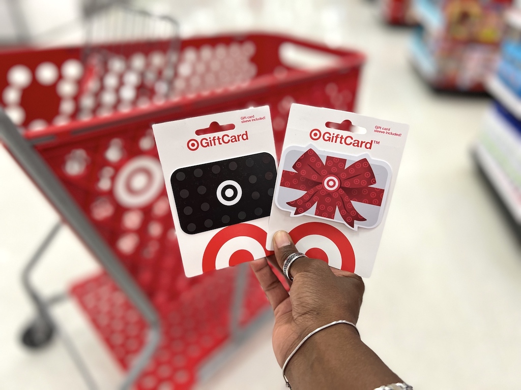 hand holding Target gift cards
