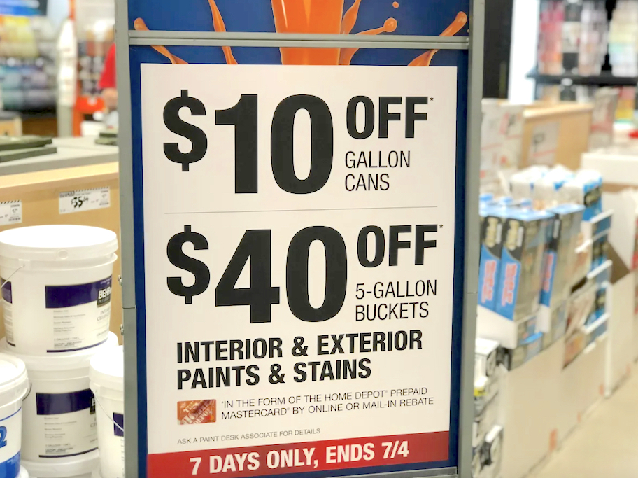 paint sales sign at the home depot