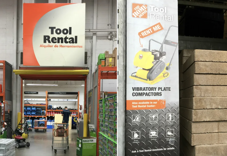 tool rental sign at the home depot