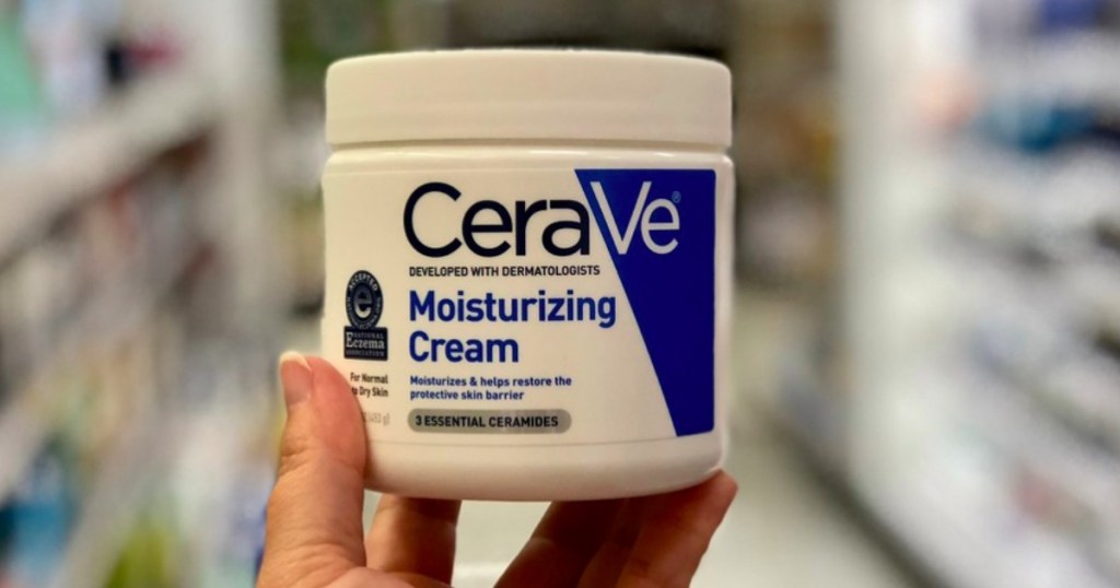 hand holding CeraVe Moisturizing Cream
