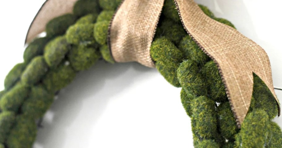 close up of dollar tree moss wreath