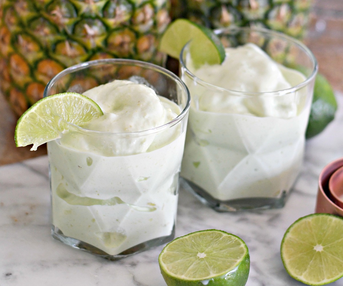 dole whip with limes in glass cups 