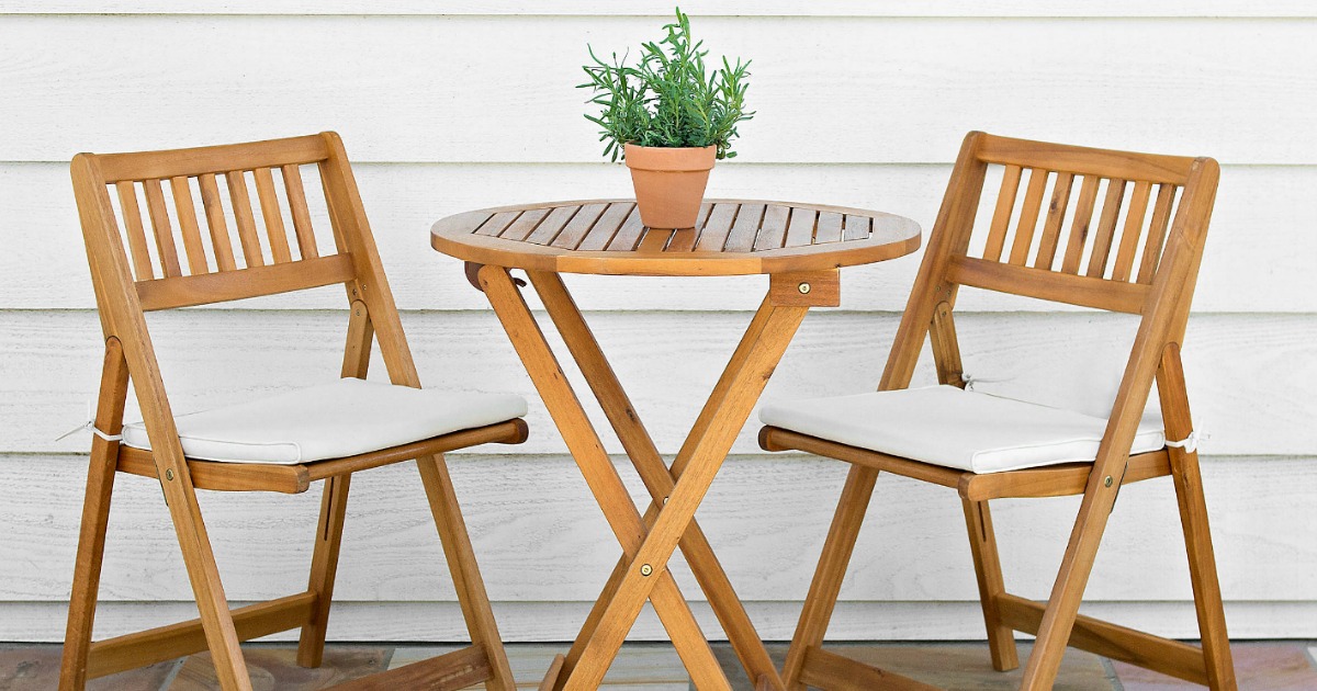 Acacia Wood Bistro Set w/ Cushions Only 49 at Kirkland's (Regularly