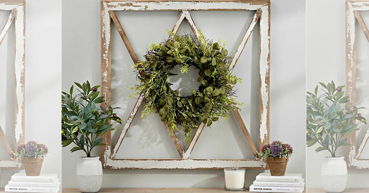 Wreath Topped Windowpane Wall Plaque Just 29 at Kirkland's (Regularly