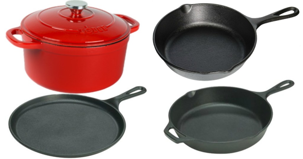 Lodge 5 Piece Seasoned And Enameled Cast Iron Cookware Set Just 5964 Shipped Regularly 80 