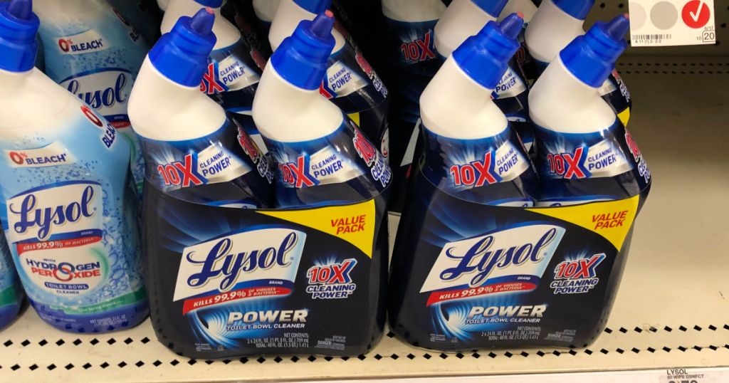 lysol toilet bowl cleaners on shelf