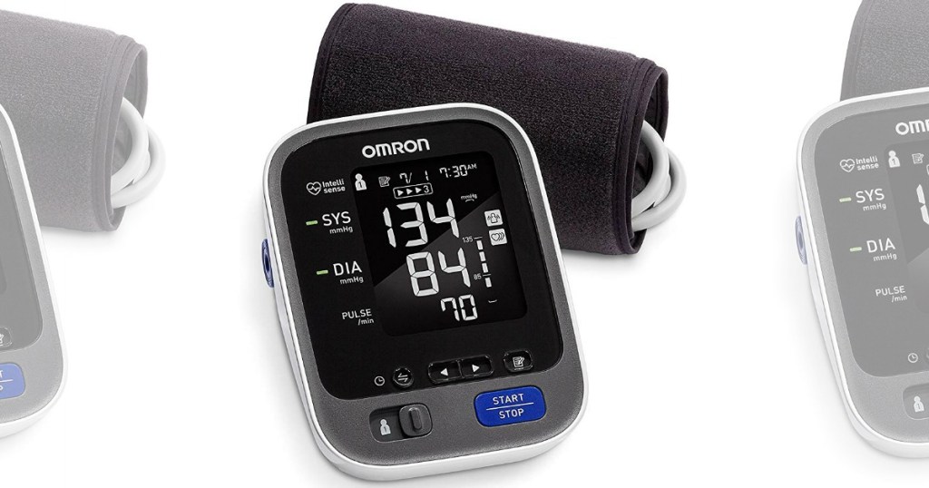 Omron 10 Series Wireless Upper Arm Blood Pressure Monitor with faded pictures side by side
