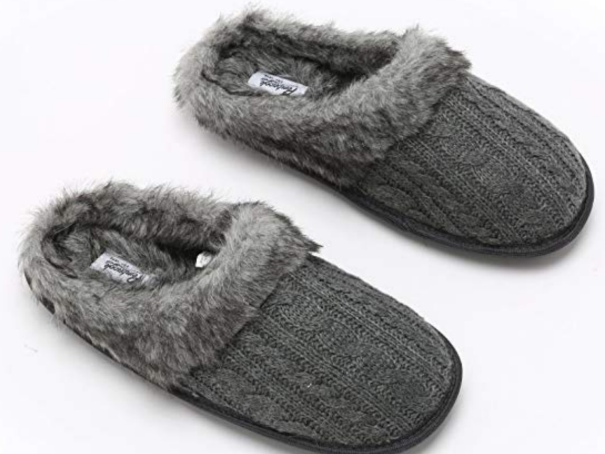 cable knit slippers