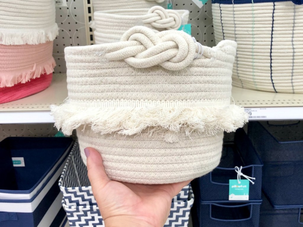 white pillowfort corded basket