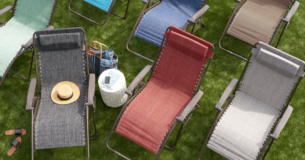 Multiple Colors of SONOMA Goods for Life Anti-Gravity Chairs in grass