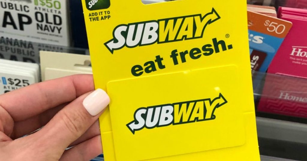 hand holding Subway Gift Card