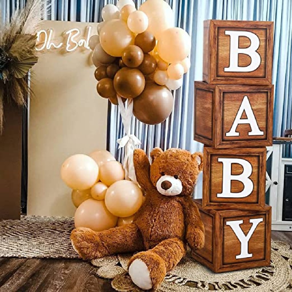 baby shower ideas faux wooden baby blocks