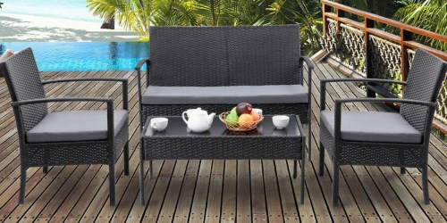 4-Piece Wicker Patio Set Only $148.79 Shipped (Sofa, Chairs & Table)