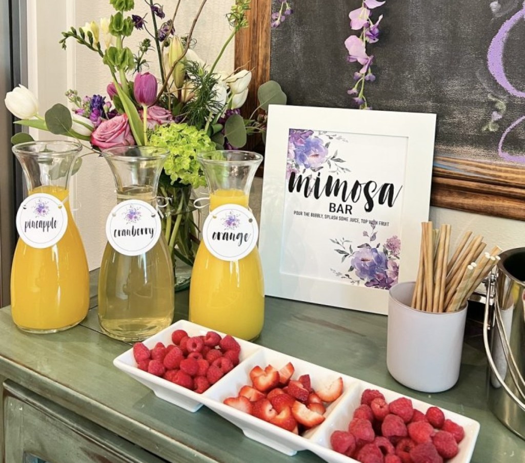 mimosa bar for baby shower from crisp collective