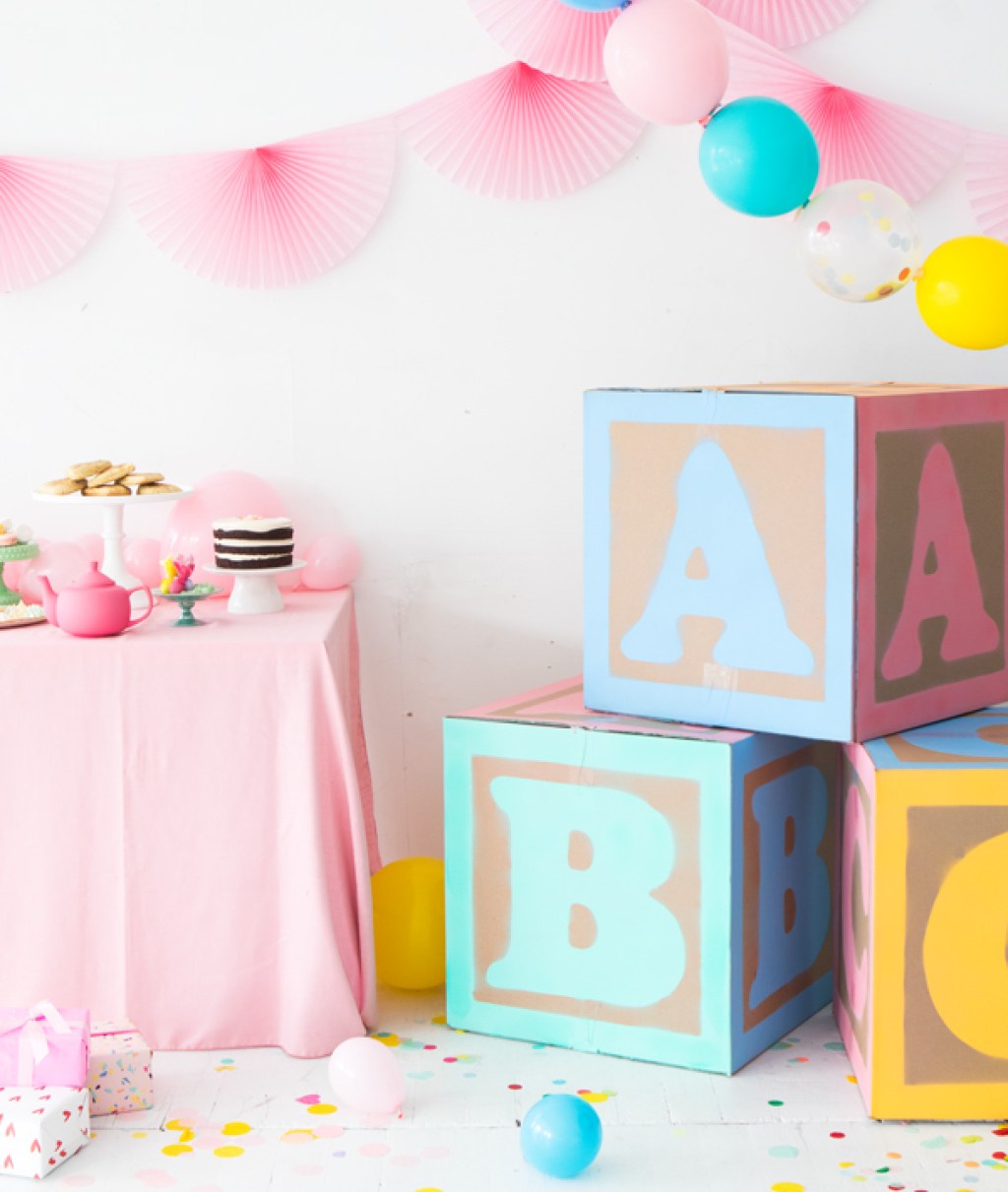 diy baby shower ABC alphabet blocks from oh happy day
