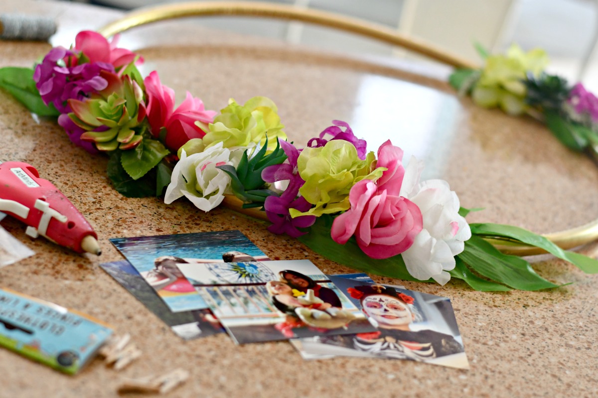 hula hoop photo frame next to pictures to include