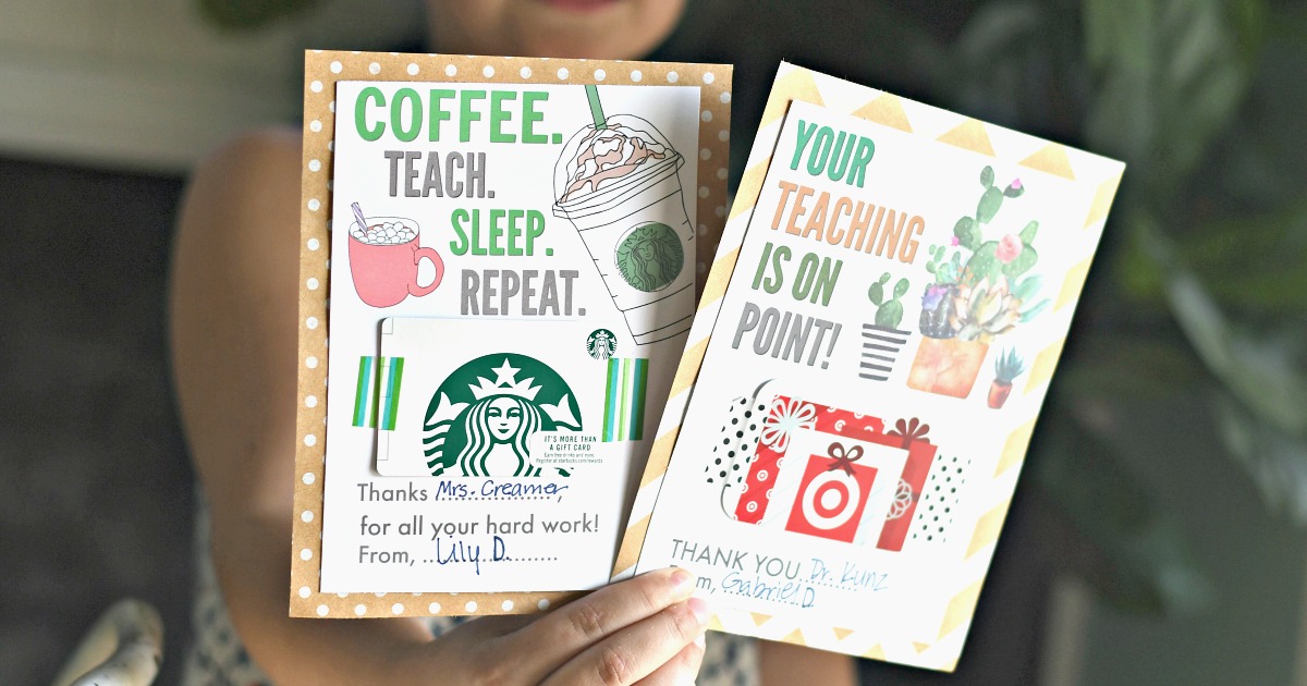starbucks and target free printable gift card holders for teachers 